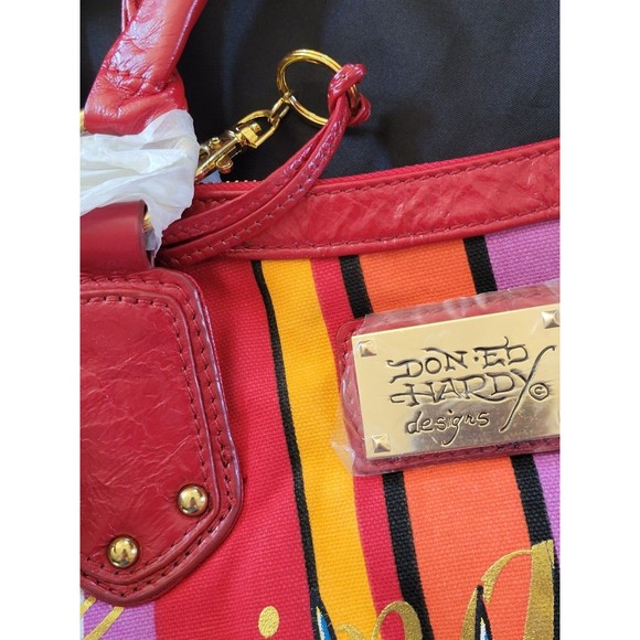 Ed Hardy Y2K Sally Embroidered Tote Bag w/ Wallet & Dust Cover Rare NEW Vintage - Picture 12 of 16